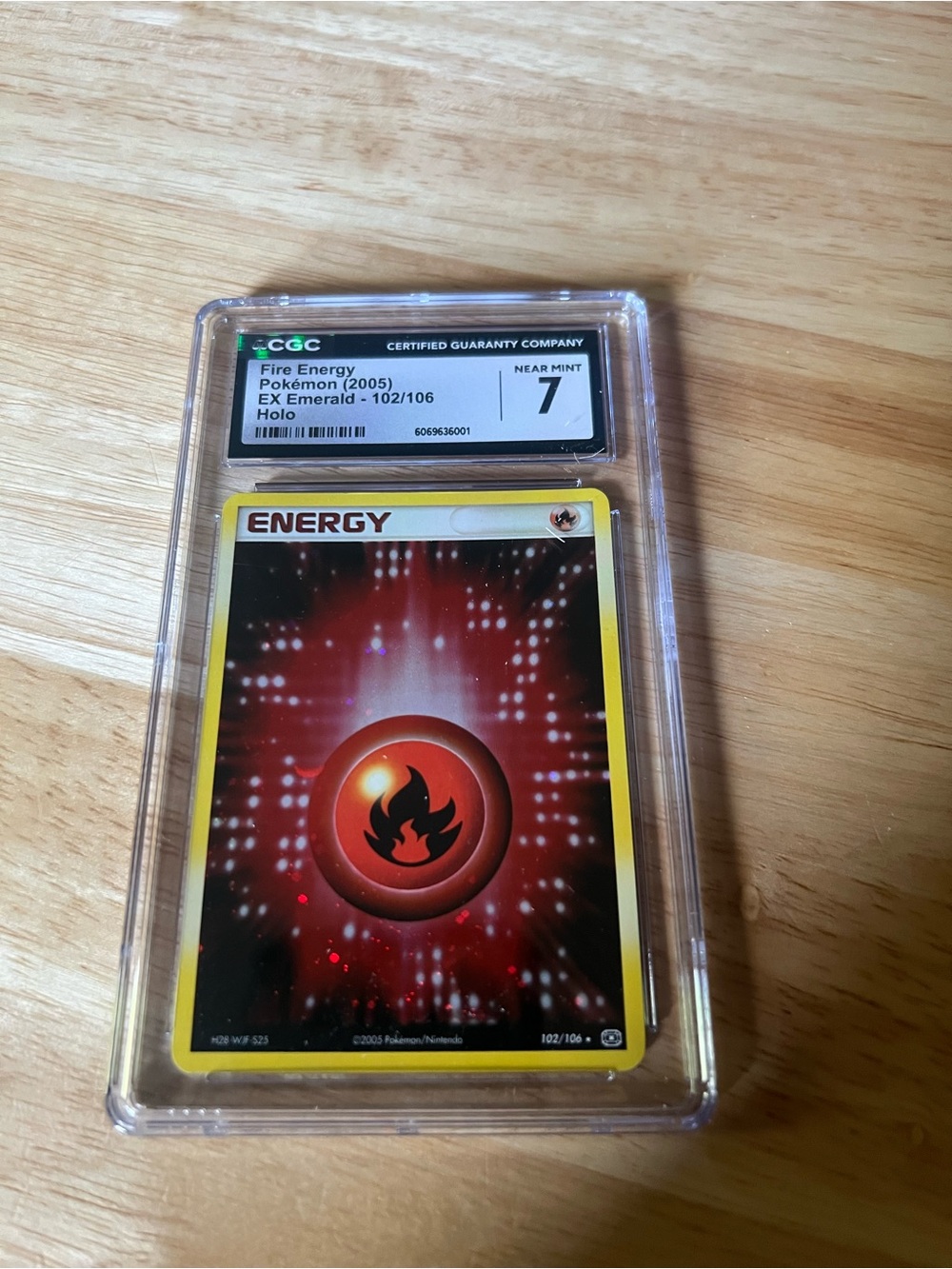Pokemon Fire Energy Holo Card - Red, Yellow, Black
